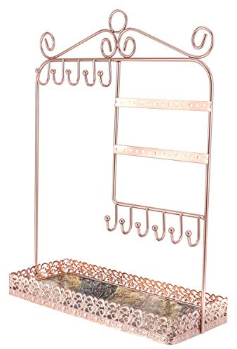 HOMSFOU Ringschmuck ständer Ohrringe Display Halter Ohrstecker Aufhänger Metall Organizer Turm Baumständer Armband Ring Halsketten Halter Tablett Für Roségold Baum Schmuckhalter