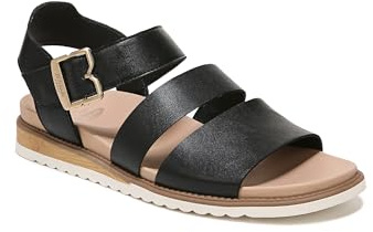 Dr. Scholl's Shoes Island Glow Sandali bassi da donna con cinturino, Nero liscio, 40.5 EU