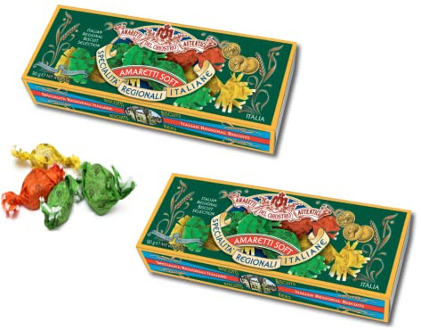 Chiostro di Saronno® | Amaretti del Chiostro® | Amaretti Morbidi Classici - 2 Scatole x 90 Gr | Scatole di Pasticceria | Confezione Amaretti Morbidi con Mandorle