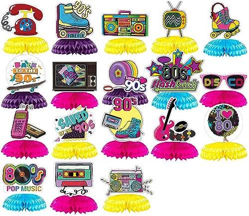 Kaxich 18 Stück Themenartikel 80er Jahre Geburtstag Tischpartys für 90er Jahre Thema Tischdekoration 80er 90er Jahre Retro Geburtstag Retro Party Dekoration für Hip Hop Rock Hintergrund Deko