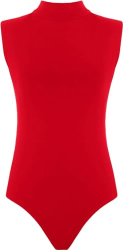 Hamishkane Ladies Polo High Neck Bodysuit Womens Plain Sleeveless Leotard Stretchy Party T-Shirt Top