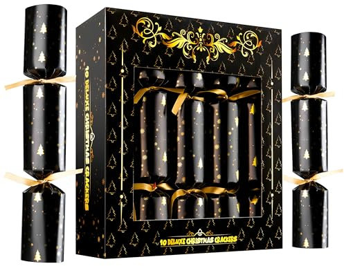 KreativeKraft Christmas Crackers con Sorpresa - Pacco da 10 Crackers Natalizi con Pensierini per Adulti e Bambini - Xmas Crackers Regali di Natale