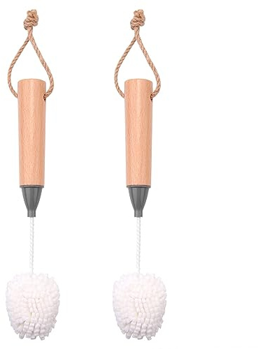 KJKVIVH Spazzola per la pulizia dei bicchieri da vino, per flauto e calici, antigraffio, in schiuma, con manici in legno, 2 pezzi
