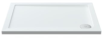 Balterley 1000 x 700 mm Rectangular Shower Tray, Slimline Shower Trays, Durable Stone Resin Base Trays for Bathroom Enclosure Cubicle, Central Waste Rectangular Tray for Wetroom Showers (White)
