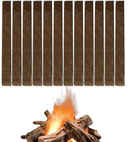 Qurygin Palillos para encender Fuego para Chimenea,Palos para encender Fuego para Chimenea,Palitos de Cera para encender Fuego de Madera - 12 Piezas de leña Natural pequeños Troncos de Fuego,
