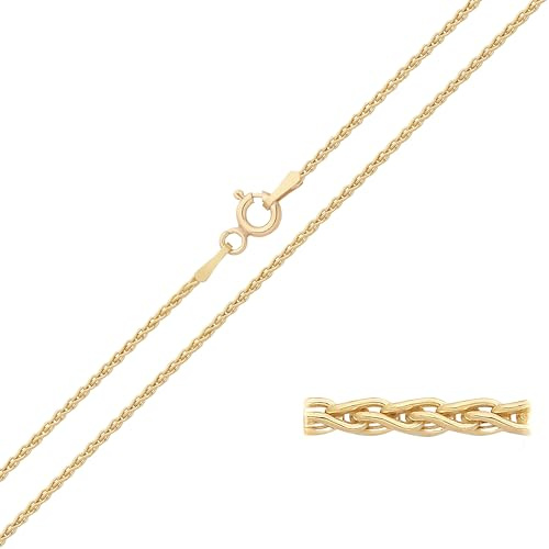 Old English Jewellers 9ct Yellow Gold on Silver 1.5mm Spiga Wheat Chain Necklace 16 18 20 22 24 (20)
