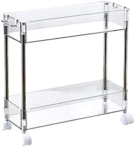 Storage Shelf Rack Kitchen Rack Plastic Ultra-narrow Narrow Slit Storage Rack Multi-functional Transparent Cart Floor-to-ceiling Mobile Pulley Kitchen Spice Rack,D