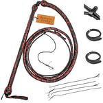 Rosso e Nero Frusta 12 trecce Fili Pelle Intrecciata Frusta in Vera Pelle Pancia in Pelle e Supporto in Pelle all'Interno Frusta Che schiocca Forte (4 Piedi (1,21 Metri))