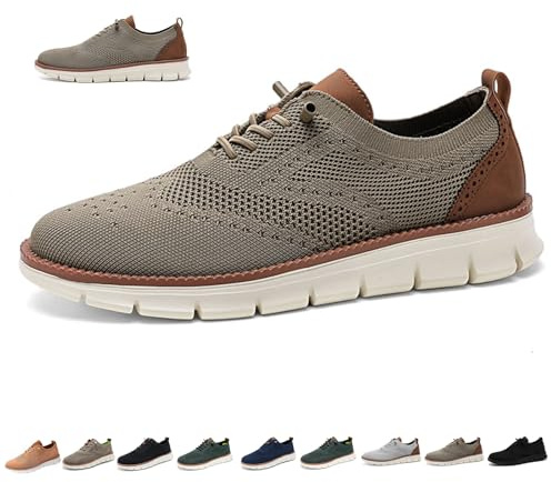 Zapatos Wearbreeze for hombre, zapatos urbanos ultra cómodos for hombre, zapatos Oxford de malla transpirable, zapatillas de vestir informales, zapatos de negocios ligeros for caminar(Khaki 2,41 EU)