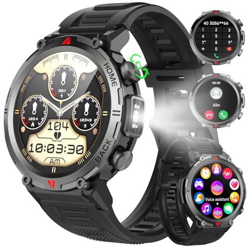 IFMDA Smart Watch for Men - Answer/Make Calls - 1.45” Fitness Watch with Heart Rate/Sleep/SpO2 Monitor, 110+ Sports, Step Counter, IP68 Waterproof - Black