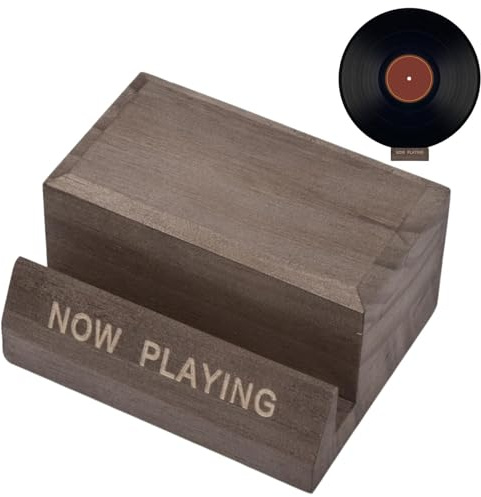 Moreeulsi Organizador de almacenamiento de discos de vinilo de madera de 12,7 x 6,4 x 10,2 cm, soporte para discos de vinilo, soporte de mesa que ahora reproduce álbumes, organizador de discos de