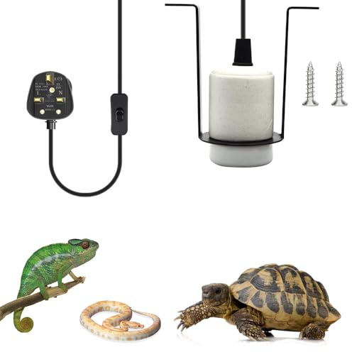WDKXCN Heat Lamp Holder, E27 300W Heat Lamp for Reptiles with On/Off Switch, Lamp Holder Adapter, Pet Heater Bracket, UK Plug AC 220-250V (NO Bulbs)