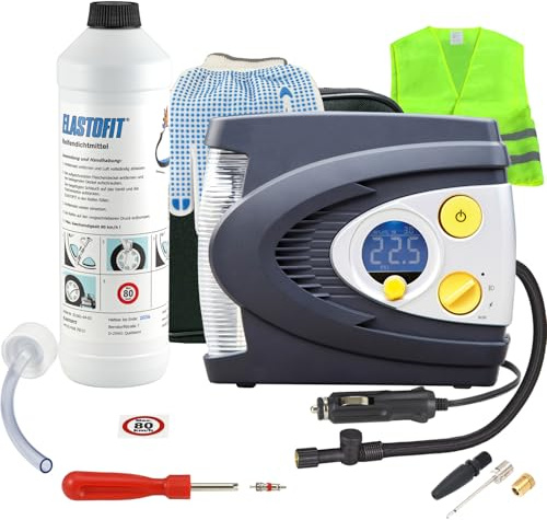 ELASTOFIT Reifenpannenset Reifendichtmittel 10 Jahre haltbar Reifenreparaturset (Flash II Plus)