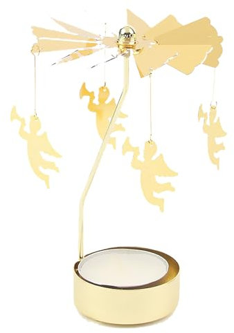 Carrousel de Bougie de Papillon Carrousel Bougie de Creux Panneaux de Bougeoirs de Noël Bougeoir Rotatif pour Halloween Noël Anniversaire Mariage Décoration, à Réchaud Ange