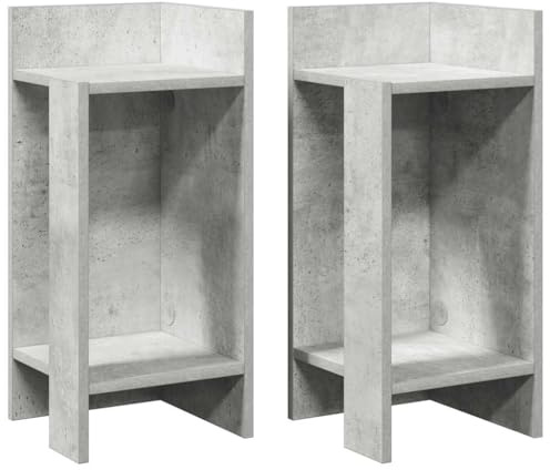 Tables d appoint 2 pcs avec étagère gris béton 25,5x27x60 cm