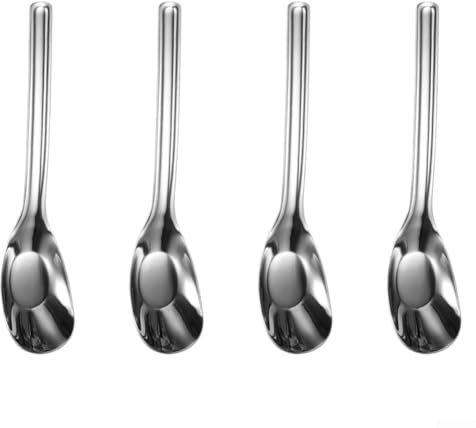 SMZhomeone 4 Pcs Spoons 316 Stainless Steel Spoons Set Sturdy Tablespoons Scoops For Kitchen Dining Multi-Purpose Use(Silver large)