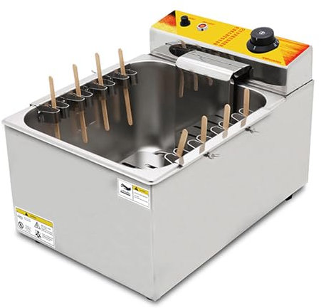 Freidora Comercial de Perritos Calientes con Queso, Máquina Freidora Eléctrica de Perritos Calientes y Profundos de 12L, Control de Temperatura de Acero Inoxidable