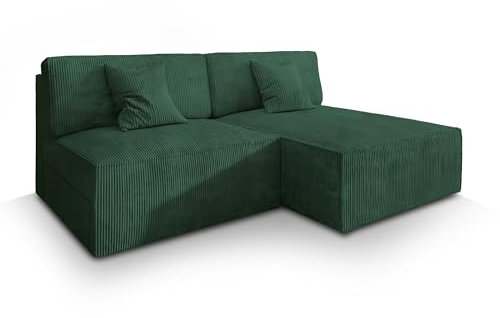 Masseno Ecksofa FIORO P mit Schlaffunktion L-Form, Sofa mit Bettkasten, Wohnzimmersofa, Couch, Soffa, Bettsofa, Couchgarnitur- Grün, POSO 14