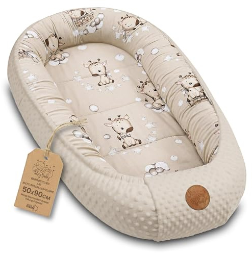 Baby Nest morbido per Neonato – Nido soffice coccoloso e portatile per Lettino Culla Carrozzina Cameretta Viaggio – accogliente caldo Bimbo e Bimba 90x50 cm Giraffe