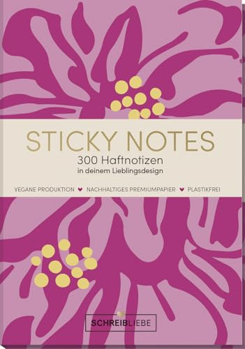 Korsch Verlag Sticky Notes Ibiza vegan - Notizzettel-Set, selbstklebende Haftnotizen mit 300 Sticker insgesamt - 10,5 cm x 15,2 cm - SchreibLiebe
