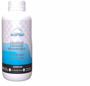 GASFRIGO® - Detergente Liquido Lavaggio Impianti Climatizzazione tanica da 1 lt – Infiammabile – Pulizia Profonda Tubazioni Condizionatori - rimuove olio ruggine, umidità e rifiuti – Uso Professionale