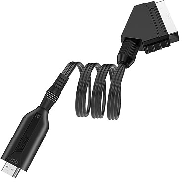 Didiseaon Adaptateur Péritel vers Vidéo Convertisseur Audio-vidéo, Câble Scart 1m, Haute Résolution 1080p, Alimentation USB, Compatibilité TV Et Smartphone, Usage Maison Et Multimédia, Couleur Noire
