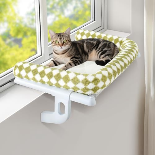 GUUSII HOME Heizungsliege Katzen Katzenliege Balkon Katzenbett für Bettkante Heizung Hängen Liegeplatz Einhängen Bett Hängematte Heizkörper Katze Heizungsliegekatzen 56 * 38cm Halten 18kg(Grün,S)
