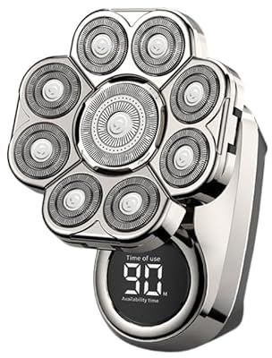 Rasoi 9D per uomini calvi: rasoio elettrico rimovibile con display a LED, rasoio elettrico bagnato/asciutto da uomo, con blocco da viaggio, con ricarica di tipo C, impermeabile IPX7