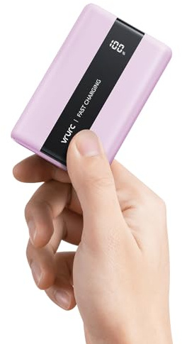 VRURC Power Bank 20000mAh - Batería externa pequeña y portátil con 22,5 W QC y PD 3.0 de carga rápida, USB-C, 6 puertos e indicador LED, batería externa con certificado CE para iPhone, Samsung, Huawei