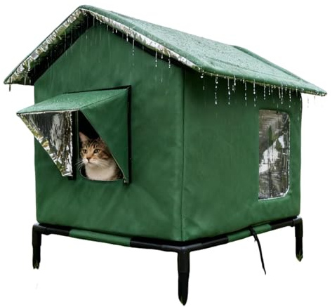 Isolerad kattkoja för utomhusbruk | Isolerad husdjurshus, stort vinter-husdjurshus – för trädgård camping terrass balkong lägenhet resor