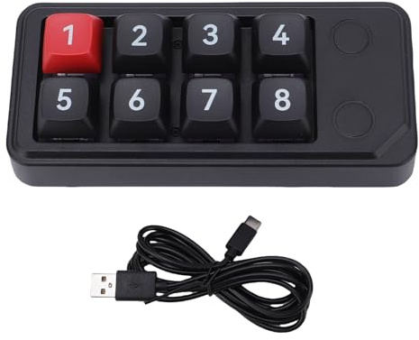 Fabater USB C Trådbundet Numeriskt Tangentbord, Numeriskt Tangentbord 8 för XP 7 8 10, Helt Programmerbart Mekaniskt Numeriska (Svart)