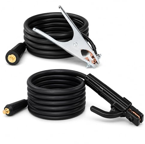 Support d'électrodes de soudure 16 mm² 2,8 + 1,2 m avec câble et borne de terre, câble de soudure, accessoires de soudure, pince à souder pour machine à souder 200 A pour travaux de soudage