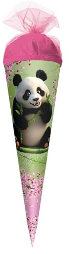 ROTH Mini Schultüte 22 cm Panda – kleine Zuckertüte zur Einschulung für Kinder, Geschenk für Geschwister