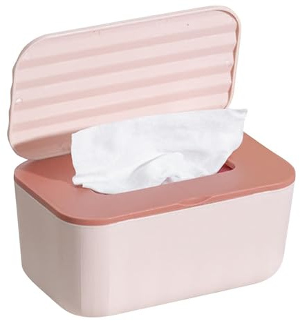 Soporte para toallitas de baño, contenedor de toallitas de 20 x 12 x 9,5 cm, estuche de pañuelos con tapa, dispensador de toallitas para apartamentos, baño, inodoro, coche, cocina, guardería, viajes