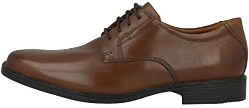 Clarks Herren Tilden Plain Derbys, Dark Tan Leather, 45 EU