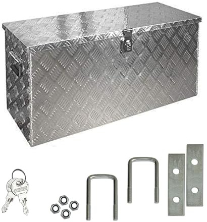Trucky Truckbox aus Aluminium, Modell D120, 89 x 36 x 42 cm, Abschließbar, Robustes Riffelblech, inklusive Montagesatz, Für Werkstatt, Hobby, Auto
