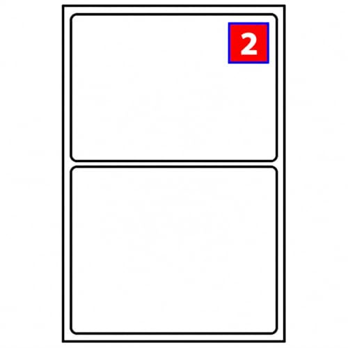 EJRange 2 Labels per A4 Sheet – 100 Sheets (200 Labels), 199.6 x 143.5mm Self-Adhesive Address Labels, Compatible with L7168 / J8168 Templates, Inkjet & Laser Printers