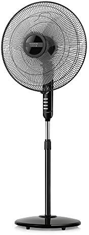 Taurus Greco 16C Elegante Ventilatore a Piantana tre Pale, Sistema Oscillante Automatico,timer, diametro 40 cm. Base rotonda antiscivolo, 3 Velocità, colore nero