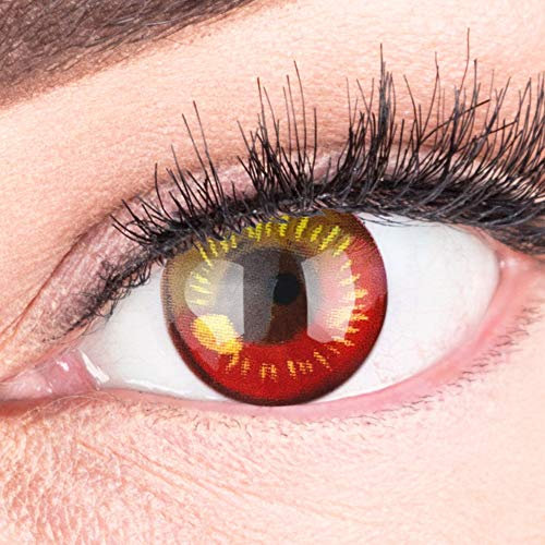 Farbige Rote Kontaktlinsen Anime Red Circle Lenses Heroes Of Cosplay Stark Deckend Ohne Stärke mit gratis Linsenbehälter
