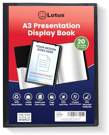Lotus 78205 Präsentationsmappe, A3, 20 Hüllen, Schwarz A3 Schwarz