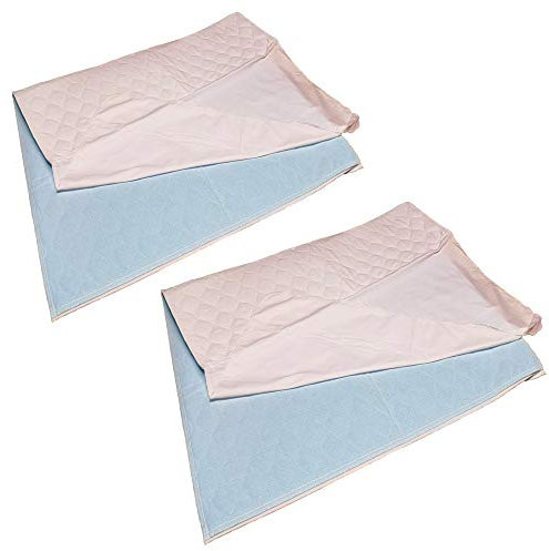 TODA 2er Set wasserdichte waschbare saugfähige Inkontinenzauflage ca 75x90 cm Matratzenauflage Inkontinenz Unterlage Nässeschutz, Matratzenschutz- Auflage mit seitlichen Flügeln und Einstecktüchern
