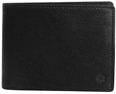 Harrys-Collection Herren Geldbörse flach Ziegenleder RFID Schutz, schwarz