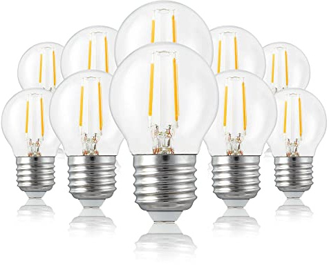 hellum LED Glühbirne E27 mit 2,2W als Ersatz für Glühbirne 25W, Mini Globe 250 Lumen 2700 Kelvin warmweiß, LED Glühlampe in klar für E27 Beleuchtung, 10 Stück 209105