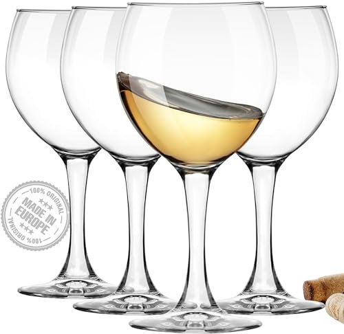 CRYSTALIA Premium Calici da Vino Rosso Set di 4, 365ml 100% SENZA PIOMBO & CADMIO Lavabile in Lavastoviglie, Bicchiere da Vino a Stelo Corto per la Ristorante, Casa e Feste, Red Wine Glasses