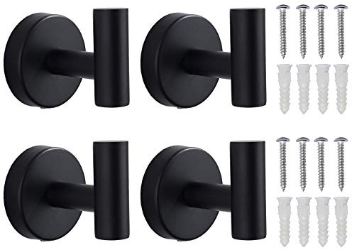 Lifeicomall Ganci da parete per asciugamani, per bagno, doccia, cucina, in acciaio inox SUS 304, nero (black 4)