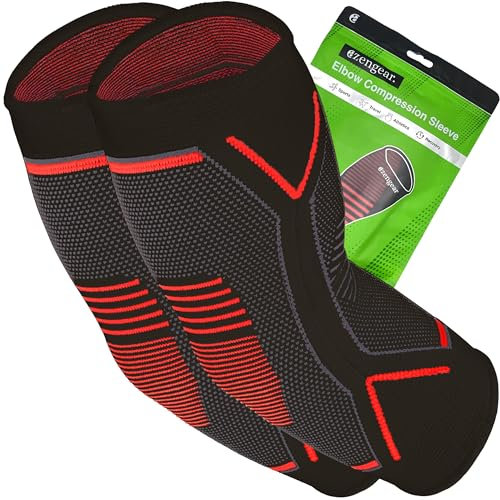 aZengear Ellenbogenbandage 2‑Pack | kompressions Sleeve zur Tennisarm- & Golfarm-Unterstützung | Ellenbogenbandage Herren & Damen für Kraftsport, Gewichtheben, Arthritis, Tendinitis (L)