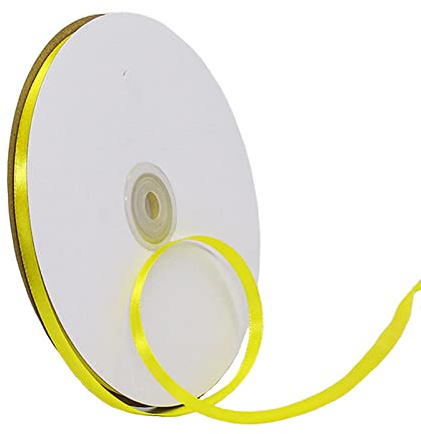 Citrongult band, 6 mm för presenter, 91 m, satinband, gult hårband för kvinnor, ballongband, presentband, tjockt tygband för hantverk, jul, florister, bukett, bröllopskortege, tårtdekorationer