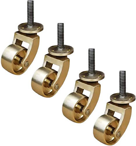 BOCbco Lenkrollen Für Möbel, Lenkrollen Aus Massivem Messing, Antik-Vintage, Poliertes Messing, Schraubbefestigung, Schwere Rollen Für Sofas, Couchtisch, Belastung 150 Kg, 4 Packungen