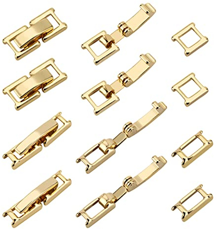 SUPERFINDINGS 20 Sets 2 Größe Messing Faltschließe Halskette Armband Verlängerung Faltschließe Verlängerungsschließe Langlebige Plattierte Schmuckverschlüsse, 15x3.5mm/16x6.5mm