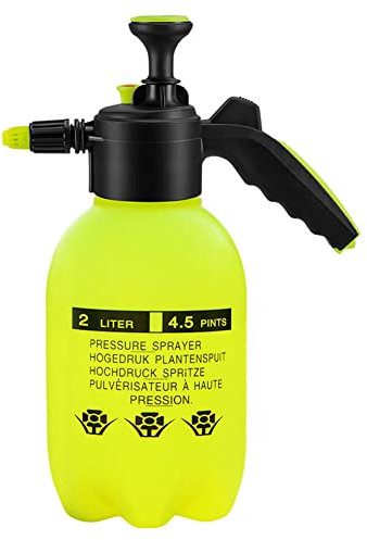 Uenede Pulverizador de bomba de jardín de 68 onzas (0.5 galones/2 l; verde), presión manual con interruptor de bloqueo de válvula de seguridad, boquilla ajustable, botella de agua de mano para riego,